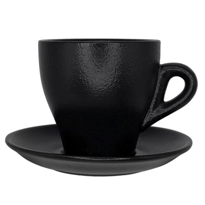 Nova Urban Texture Black Cup 260ml & Saucer 14cm (Set of 6)