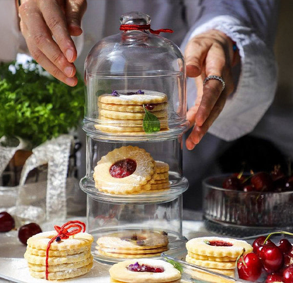 Pasabahce Villa Patisserie Service 3 Bowl Stack Set W/Dome