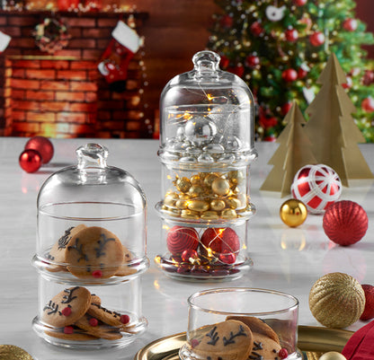 Pasabahce Villa Patisserie Service 3 Bowl Stack Set W/Dome