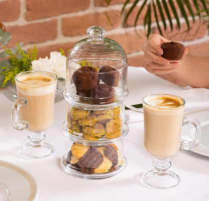 Pasabahce Villa Patisserie Service 3 Bowl Stack Set W/Dome