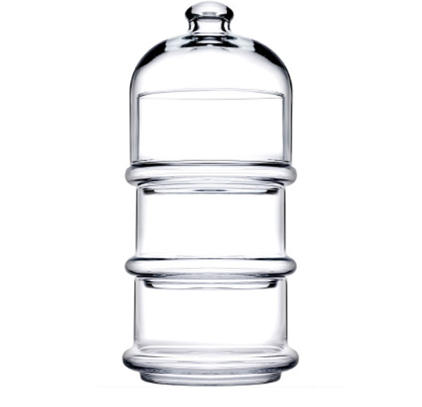 Pasabahce Villa Patisserie Service 3 Bowl Stack Set W/Dome