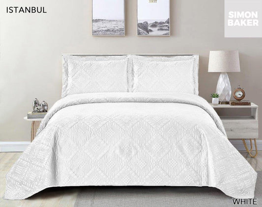 Simon Baker - Istanbul Quilted Bedspread - White