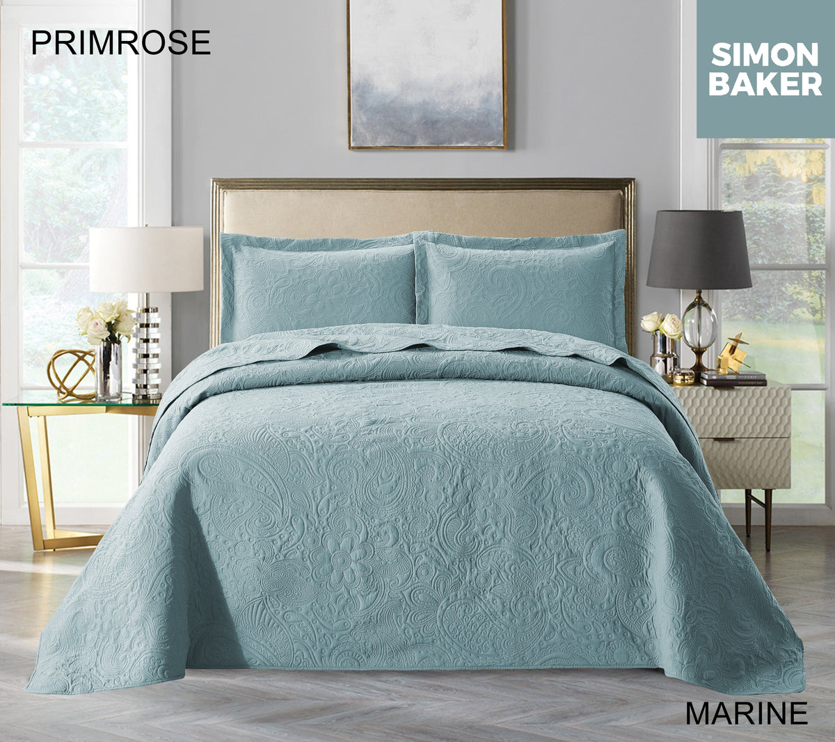 Simon Baker | Primrose Quilted Bedspread Marine