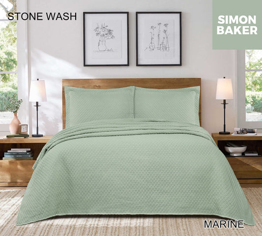 Simon Baker - Stone Wash Bedspread - Marine (Various Sizes)
