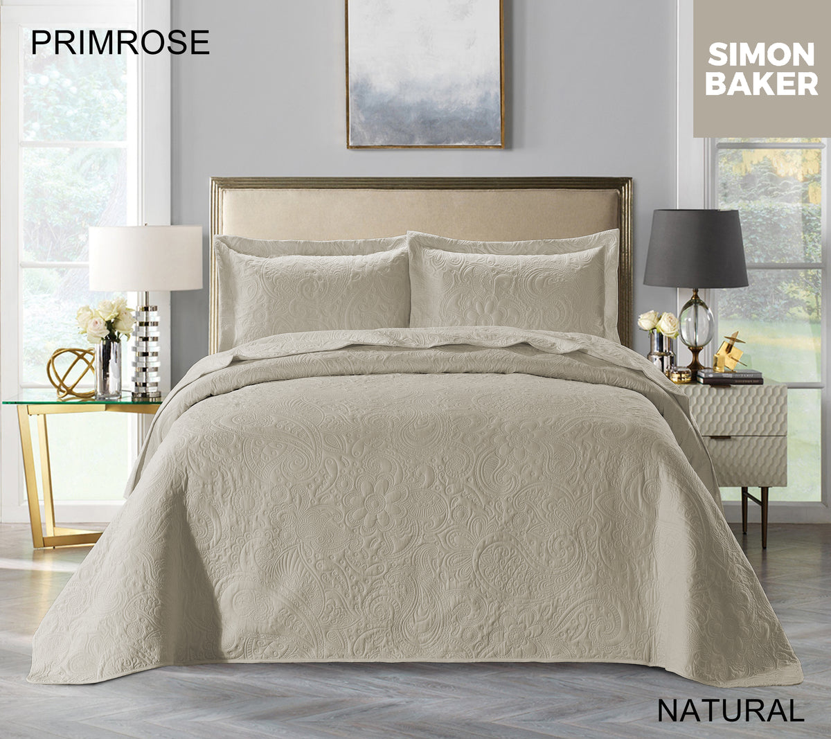 Simon Baker | Primrose Quilted Bedspread Natural