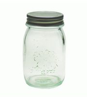 6 Pack Embossed Jar With Silver Lid 13cm(H) (500ml)