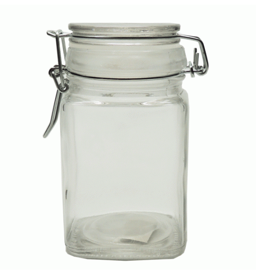 6 Pack Square Clip Top Jar - 12cm(H) x 6cm(W) 325ml