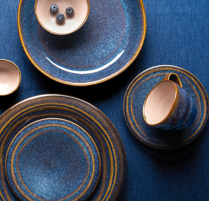 Ariane Splash Denim crockery lifestyle setting in blue