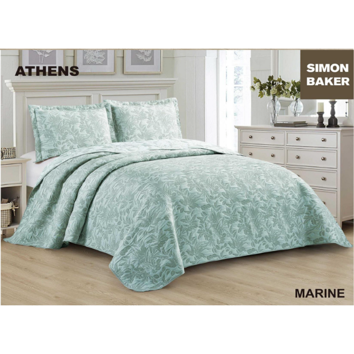 Simon Baker - Athens Jacquard Bedspread - Marine (Various Sizes)