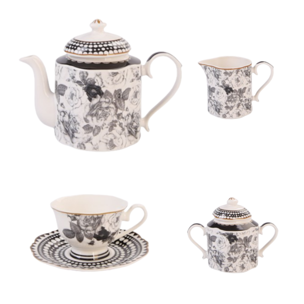 Jenna Clifford - Black Rose Tea Set of 4
