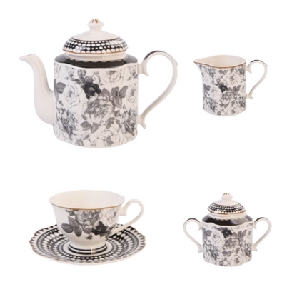 Jenna Clifford - Black Rose Tea Set of 4