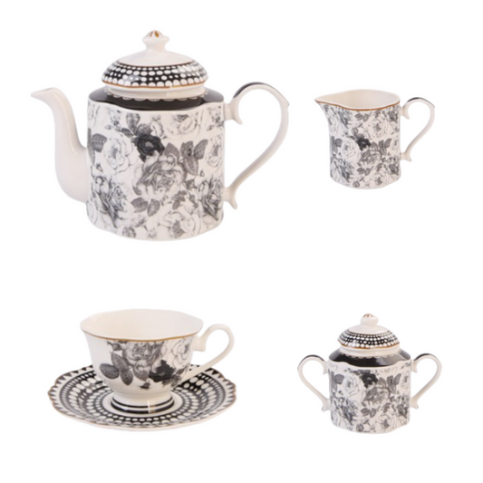 Jenna Clifford - Black Rose Tea Set of 4