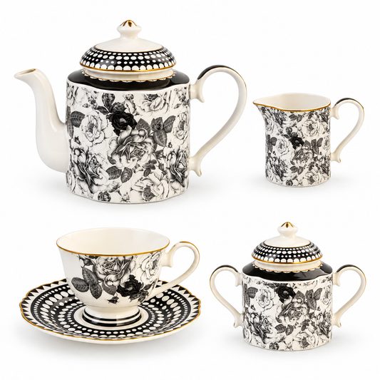 Jenna Clifford - Black Rose Tea Set of 4