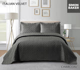 Simon Baker -  Italian Velvet Bedspread Set - Charcoal