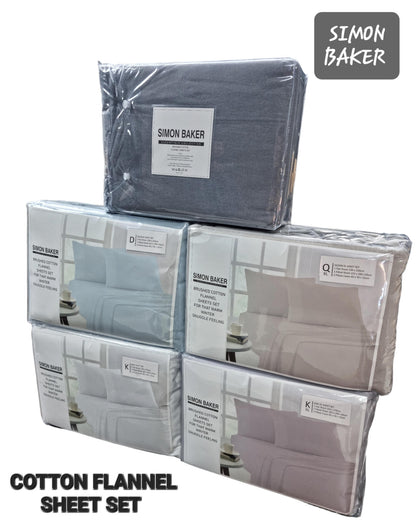 Simon Baker - Cotton Flannel Sheet Set - WHITE