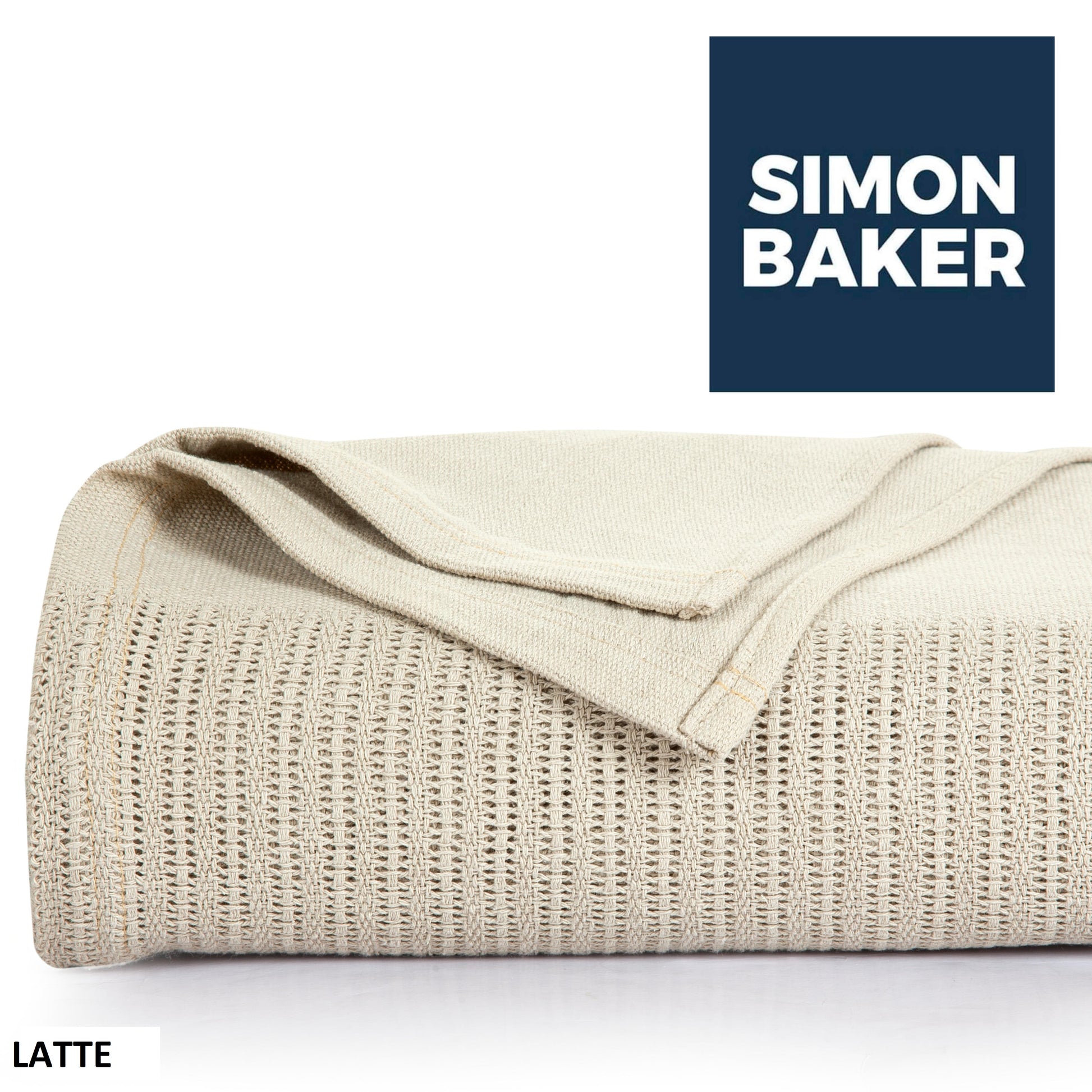 Simon Baker - Cotton Cellular Blanket - Latte