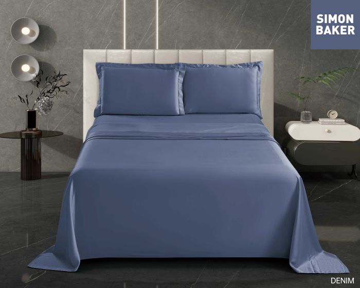 Simon Baker - Tencel Lyocell 300TC Sheets Set - Denim (Various Sizes)