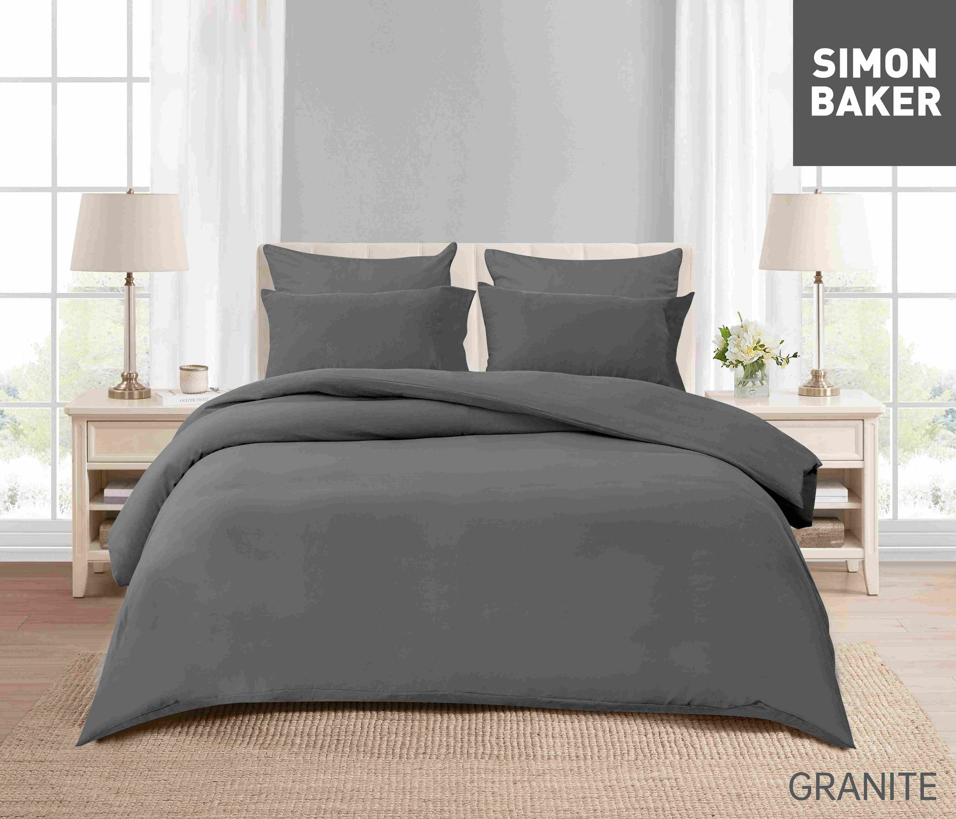 Simon Baker - Vintage Washed Duvet Cover Set - Granite (Various Sizes)