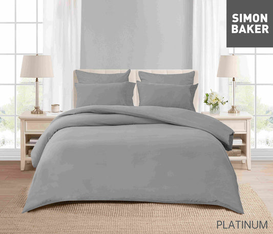 Simon Baker - Vintage Washed Duvet Cover Set - Platinum (Various Sizes)