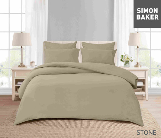 Simon Baker - Vintage Washed Duvet Cover Set - Stone (Various Sizes)
