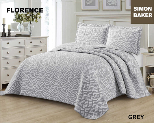 Simon Baker - Florence Jacquard Bedspread - Grey (Various Sizes)