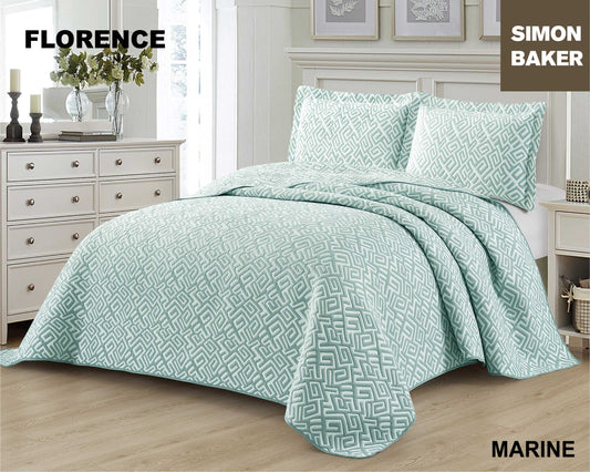 Simon Baker - Florence Jacquard Bedspread - Marine (Various Sizes)
