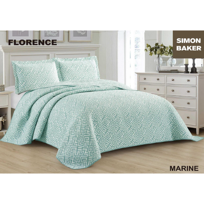 Simon Baker - Florence Jacquard Bedspread - Marine (Various Sizes)
