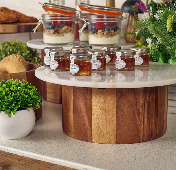 Genware Acacia Wood Straight Sided Bowl 22.5X12Cm