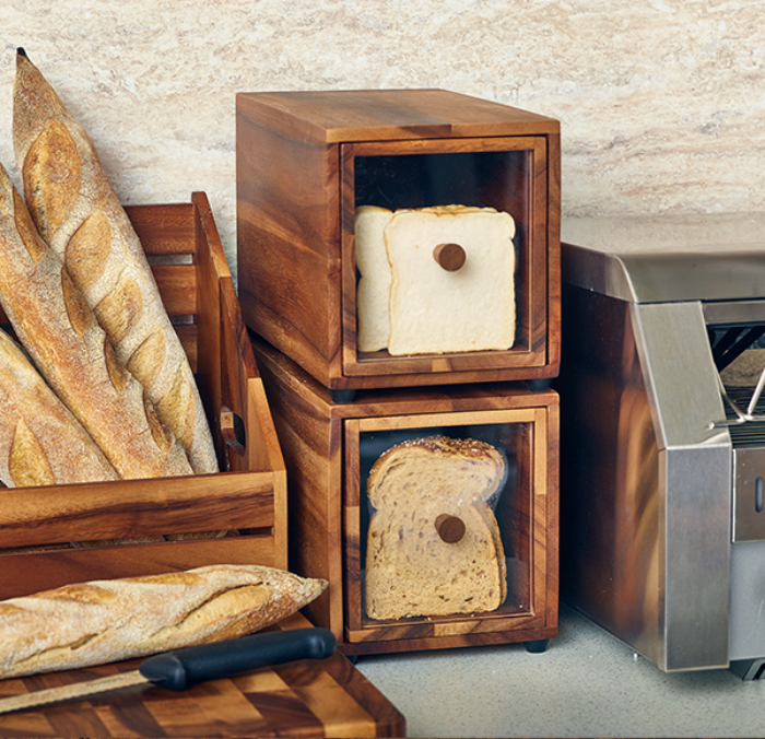 Genware Acacia Wood Bread Box Gn 1/3