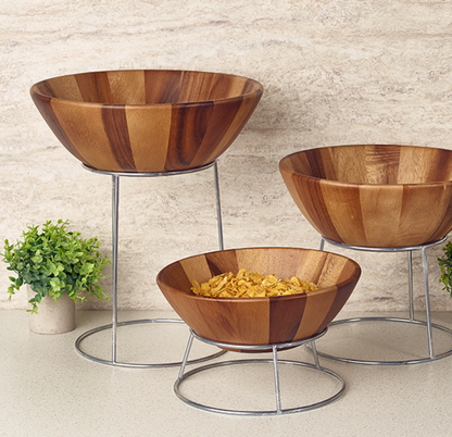Genware Acacia Wood Bowl 30Diax10Cm