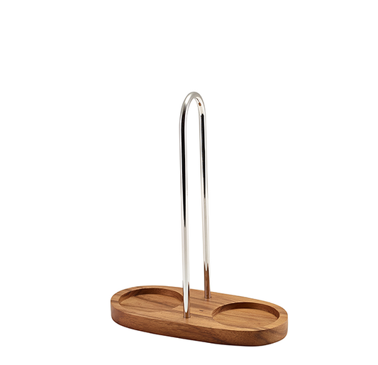 Genware acacia wood salt and pepper grinder stand