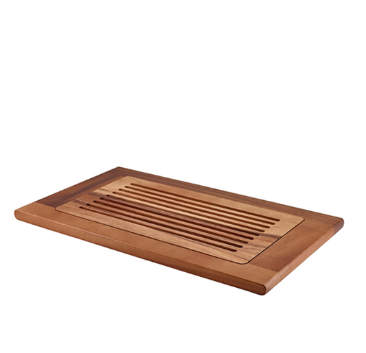Genware Acacia Wood Slatted Chopping Board Gn 1/1