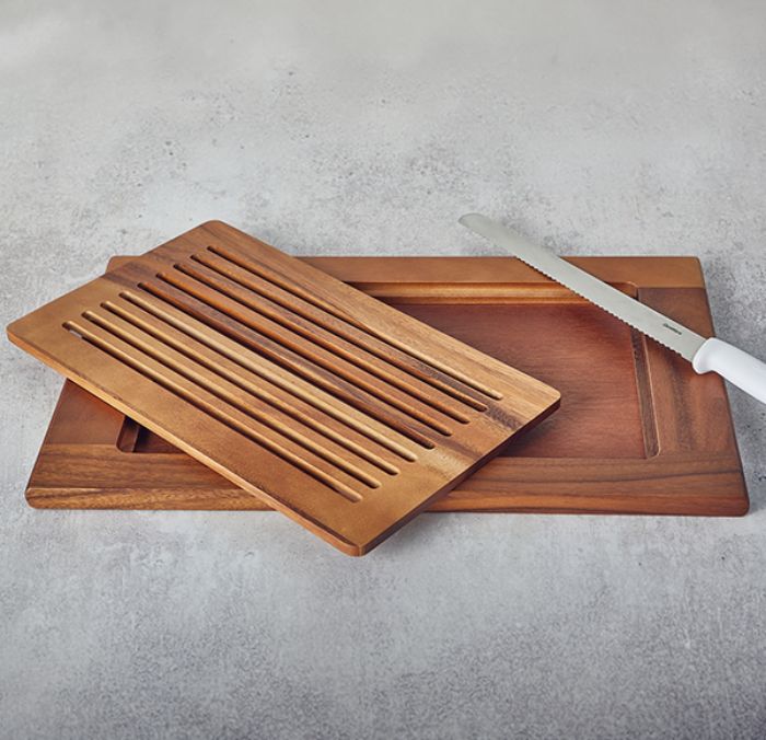 Genware Acacia Wood Slatted Chopping Board Gn 1/1