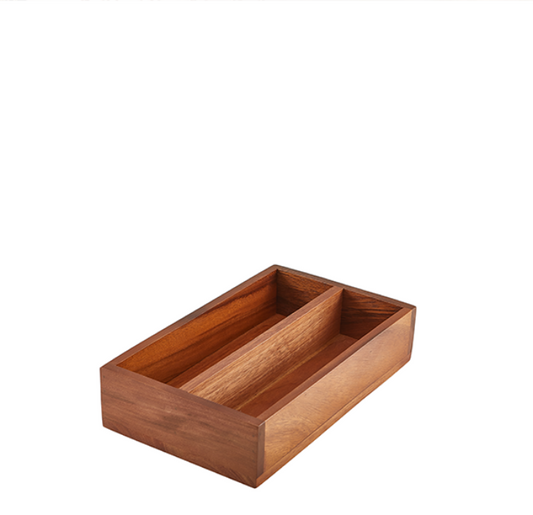 Genware Acacia Wood 2 Compartment Cutlery Tray