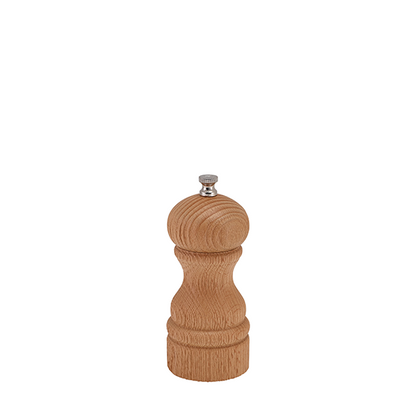 Genware light wood deep grain salt and pepper grinder 13cm