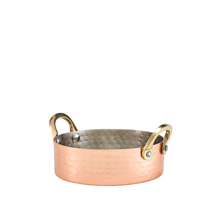 Genware Mini Hammered Copper Plated Casserole Dish 12X3.5cm