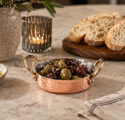 Genware Mini Hammered Copper Plated Casserole Dish 12X3.5cm