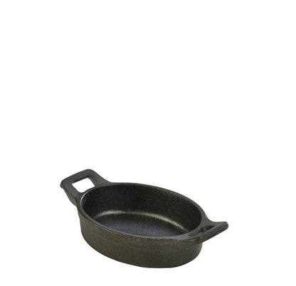 Genware Mini Cast Iron Oval Eared Dish 12X9X3Cm