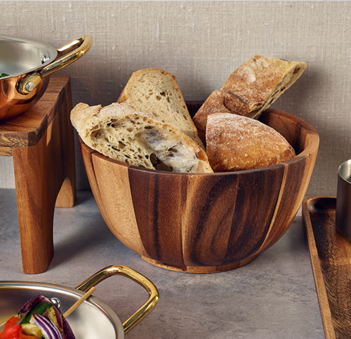 Genware Acacia Wood Bowl 25Diax12Cm
