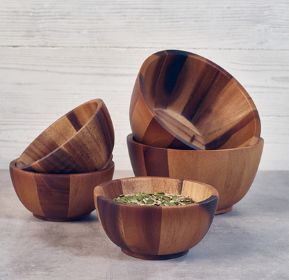 Genware Acacia Wood Bowl 25Diax12Cm