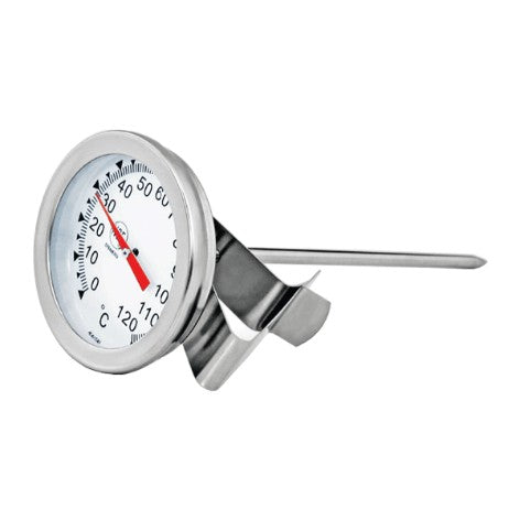 Meat thermometer dial on a white background