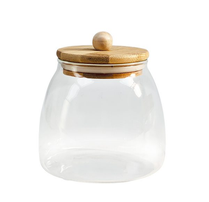Tappered Jar with Wooden Lid 12X8CM (640ML)