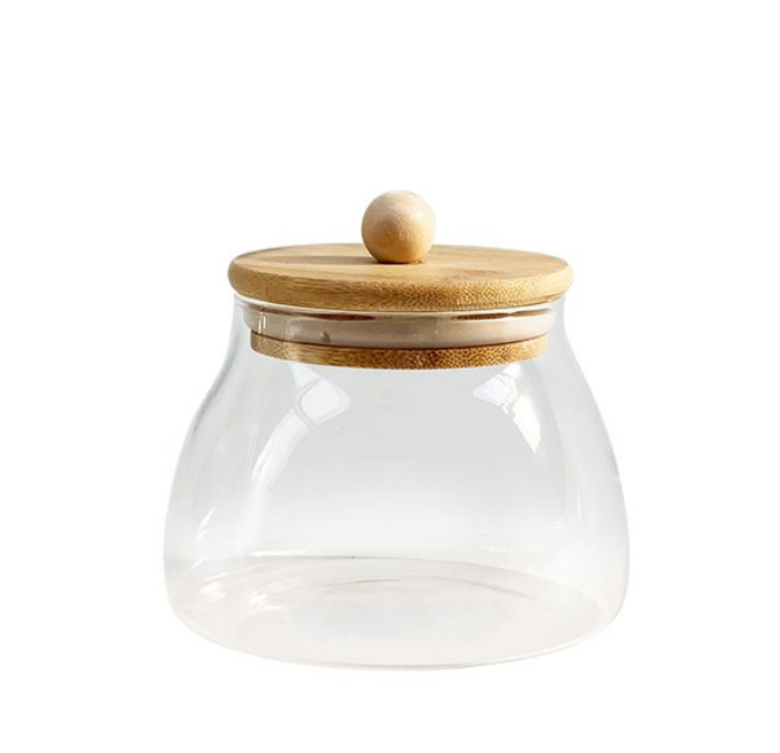 Tappered Jar with Wooden Lid 10X8CM (450ML)