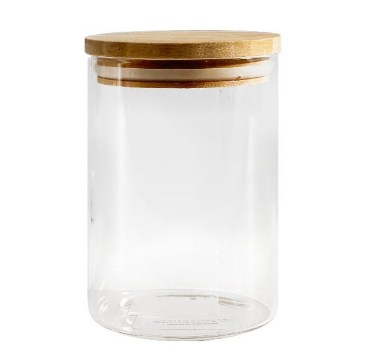 Cylinder Jar W/Wooden Lid 13X8.5CM (510ML)