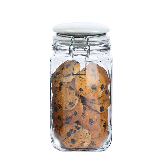 Square Clip top Jar With Ceramic Lid 1.2l