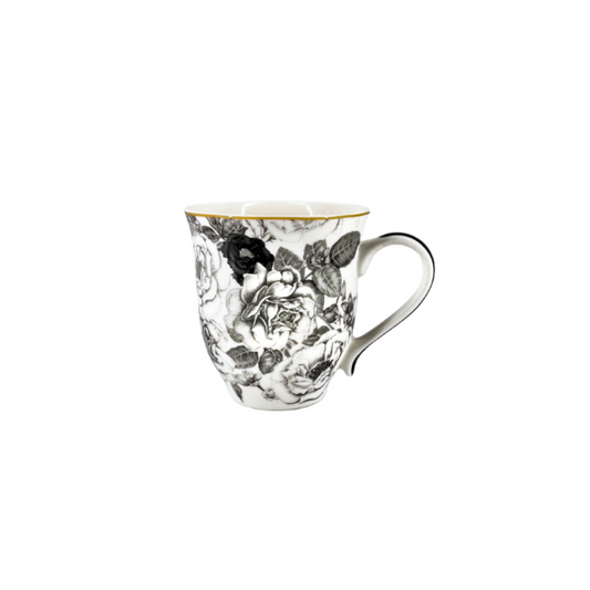 JENNA CLIFFORD - Black Rose Mug Set of 4 in Gift Box