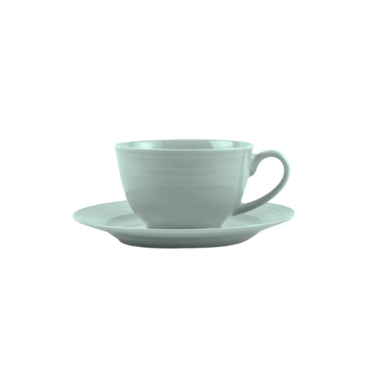 JENNA CLIFFORD - Embossed Lines Cup & Saucer - Mermaid Mist (Set of 4)