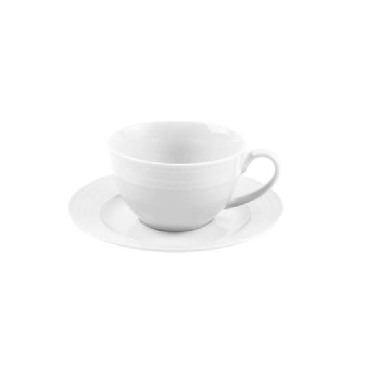 JENNA CLIFFORD - Embossed Lines Cup & Saucer - Whisper White (Set of 4)