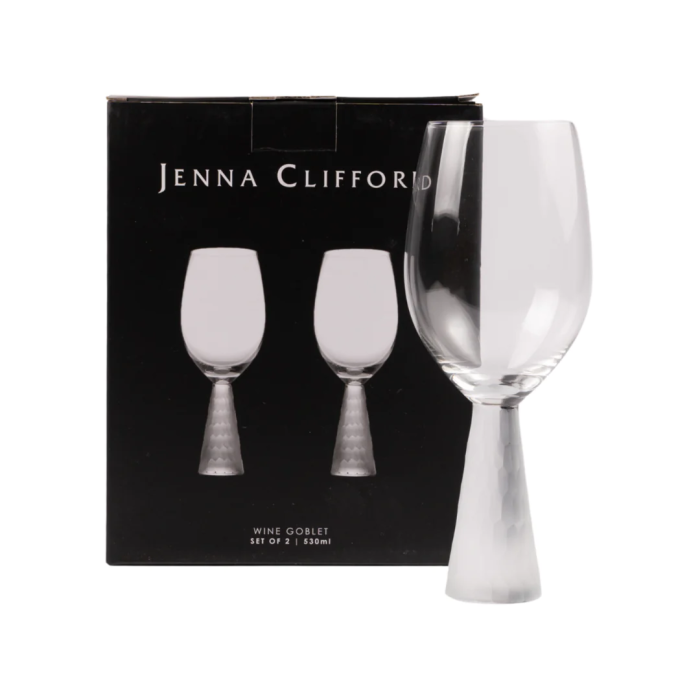JENNA CLIFFORD - Wine Glass with Etched Stem (Set of 2)
