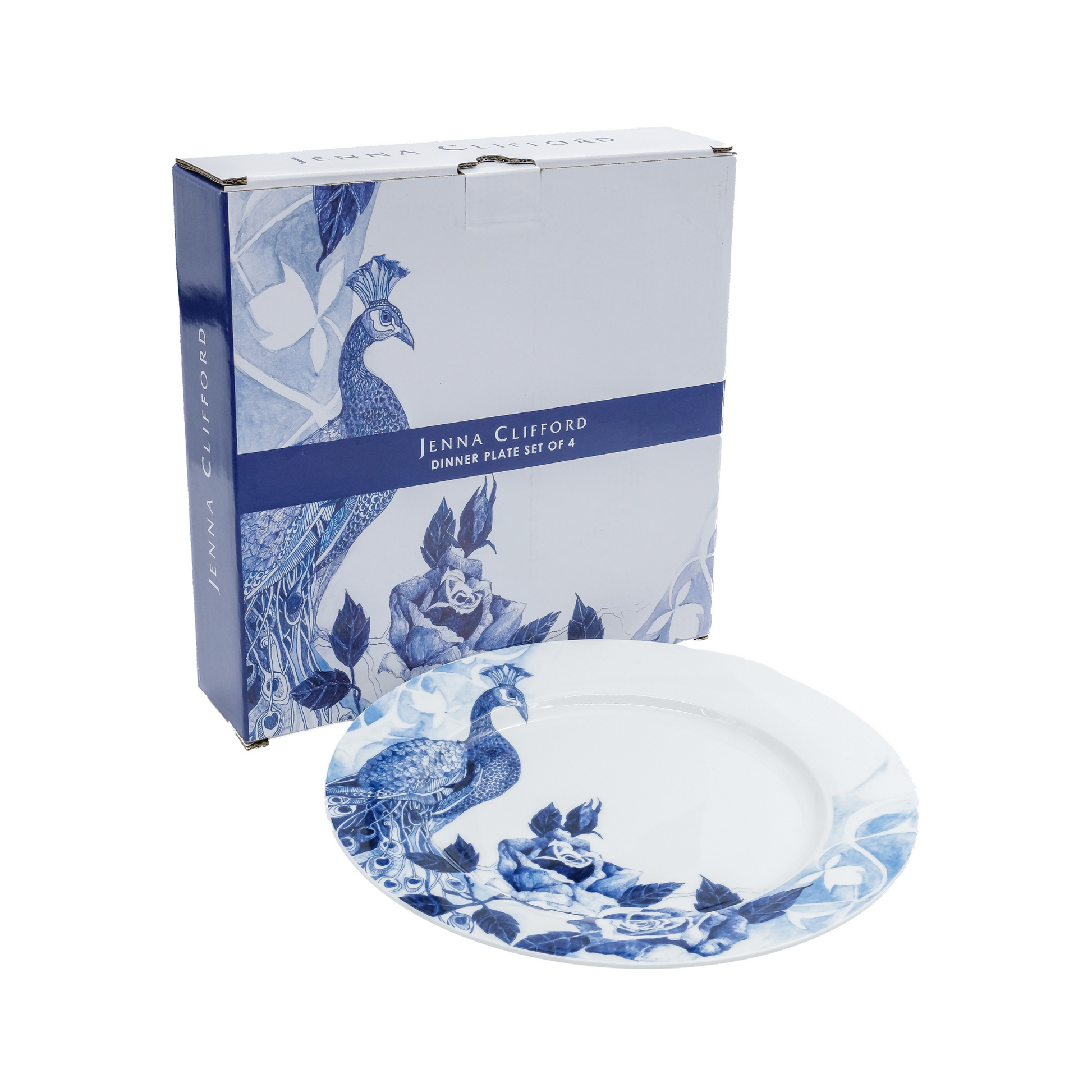 Peacock Sapphire Garden Dinner Plate Set of 4